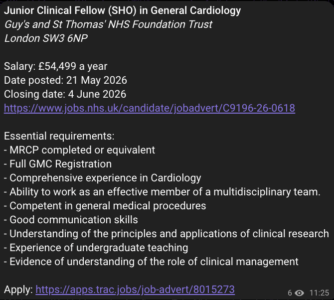 job listing that was posted at 1125am